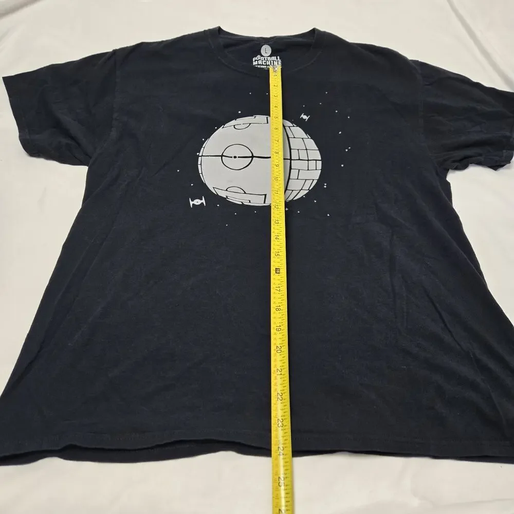 Football Machine Star Wars Death Star Graphic T-Shirt Large Black Gray